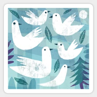 Six White Doves Sticker